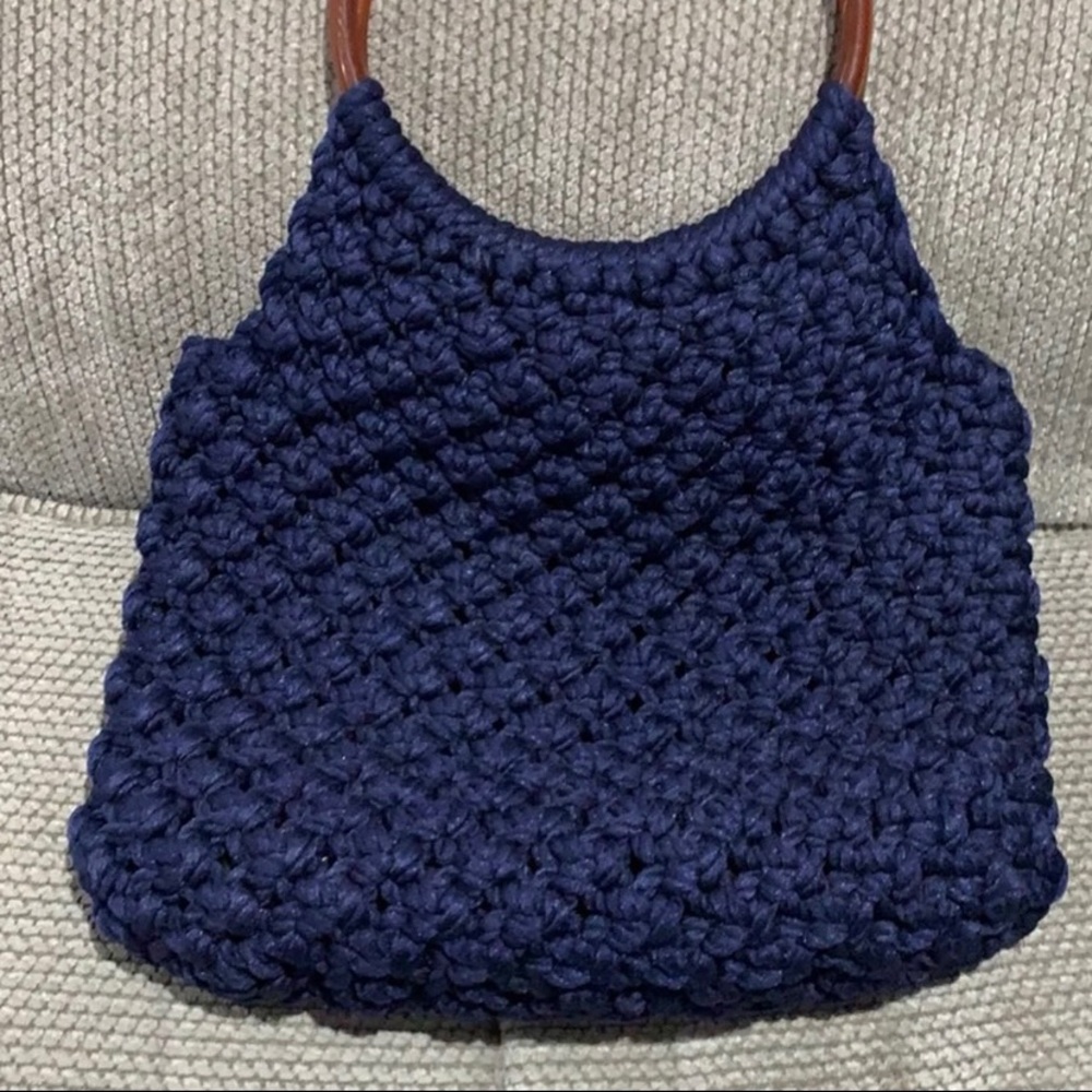 Macrame ring handle handbag